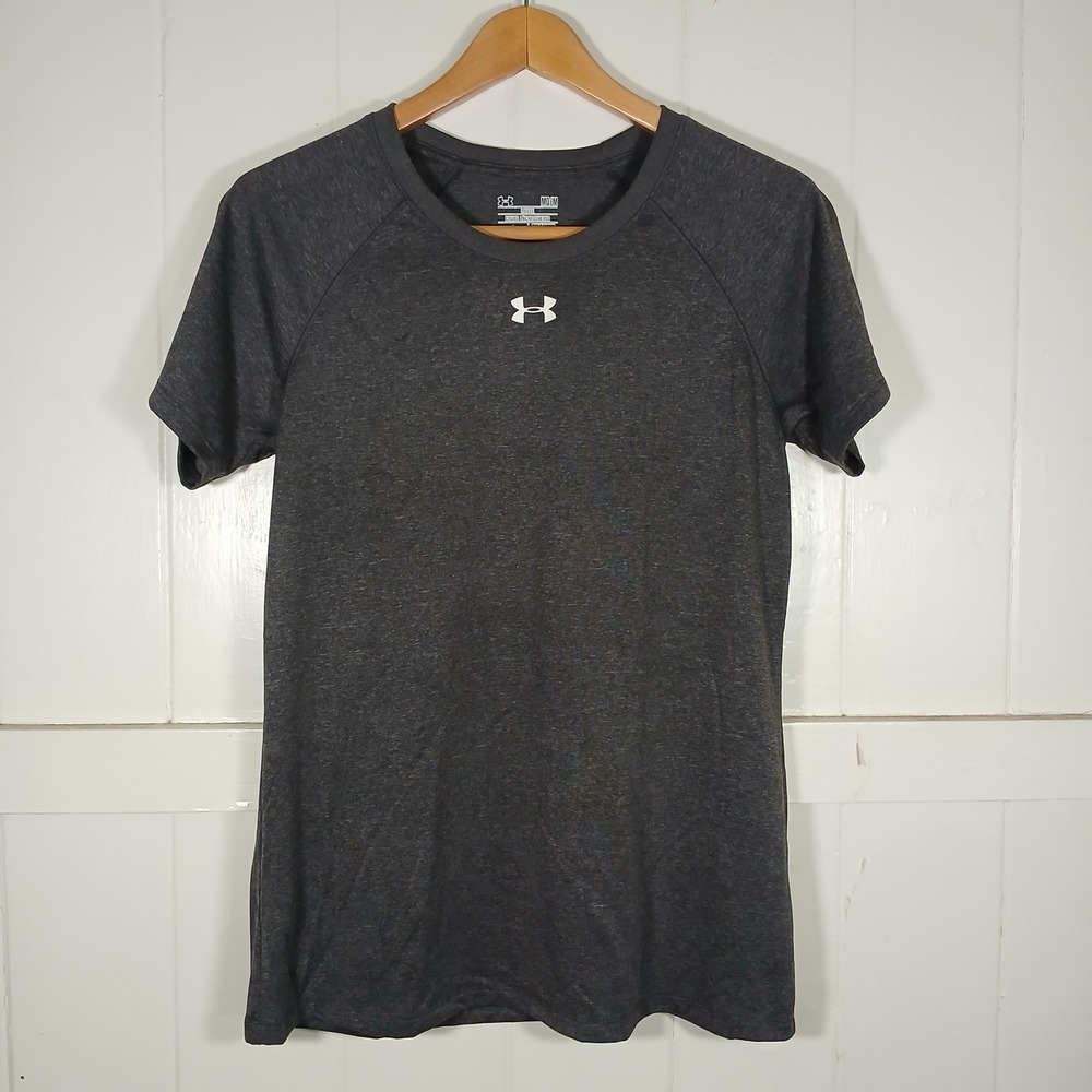 Under Armour T-Shirt Women Medium Gray HeatGear Loose Fit Raglan 1268481